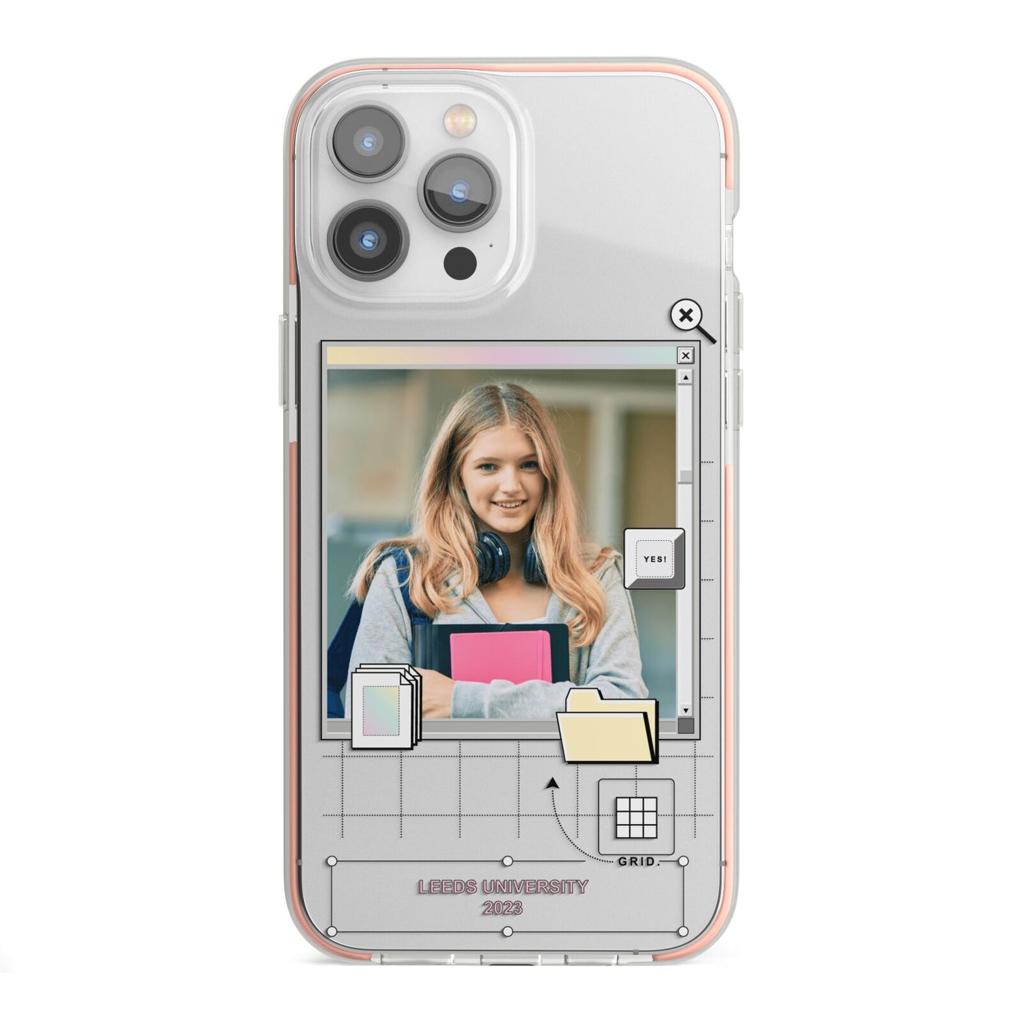 Retro Computer Photo iPhone 13 Pro Max TPU Impact Case with Pink Edges