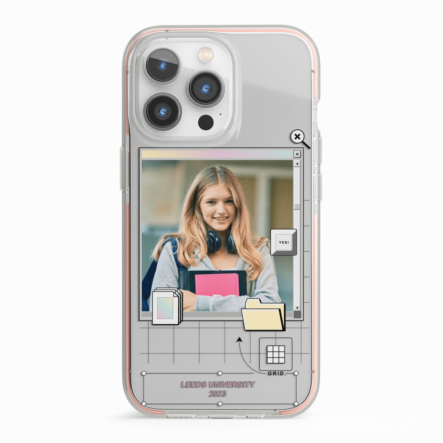 Retro Computer Photo iPhone 13 Pro TPU Impact Case with Pink Edges