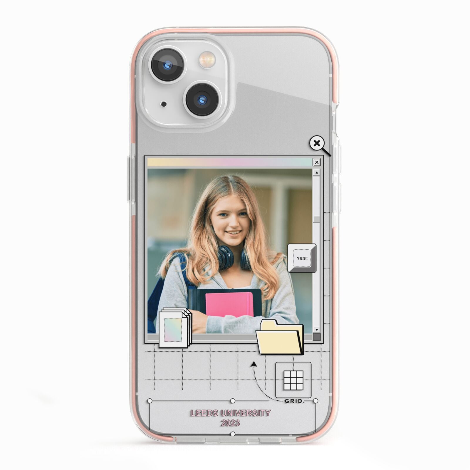 Retro Computer Photo iPhone 13 TPU Impact Case with Pink Edges