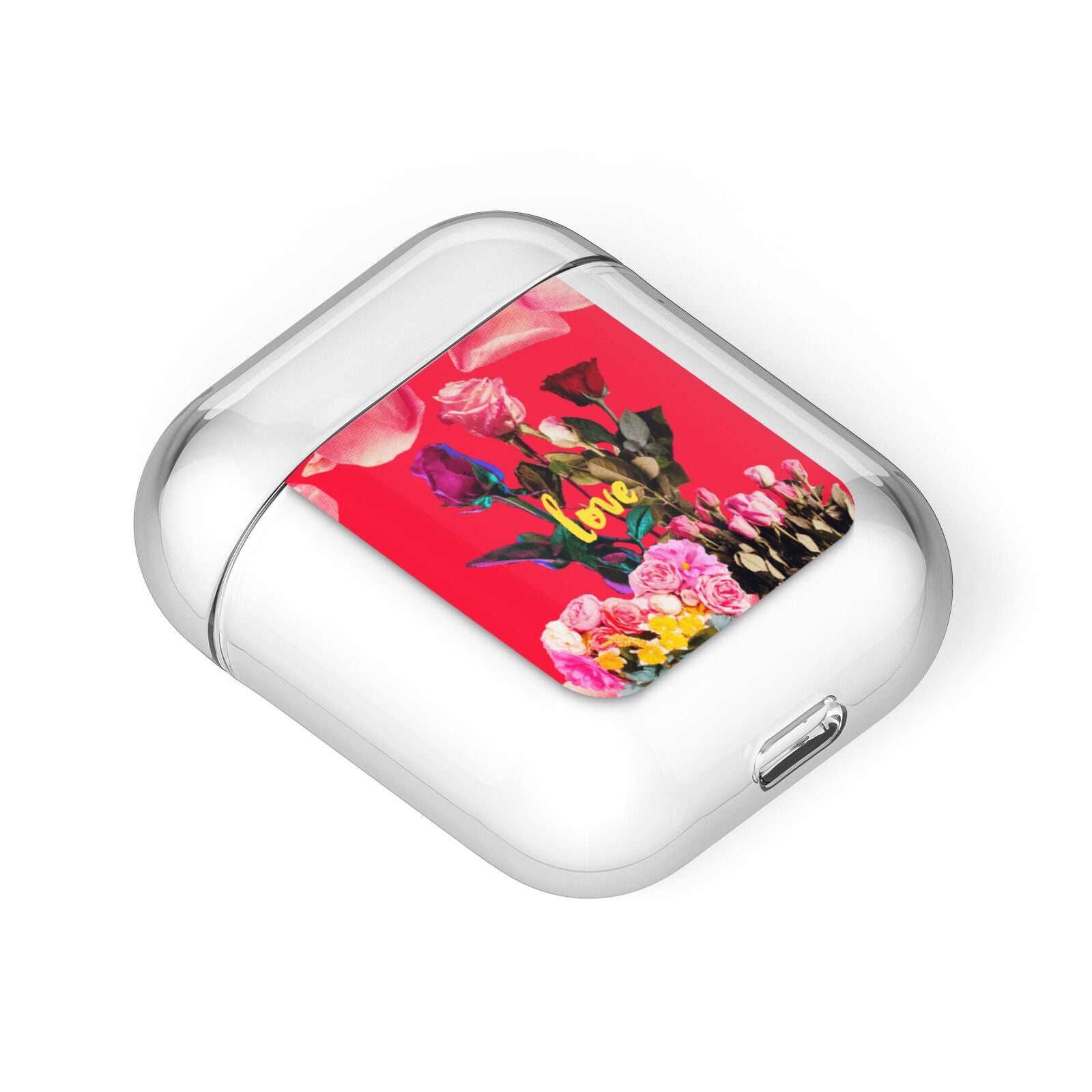 Retro Floral Valentine AirPods Case Laid Flat