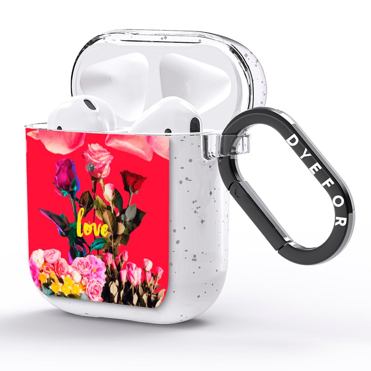 Retro Floral Valentine AirPods Glitter Case Side Image