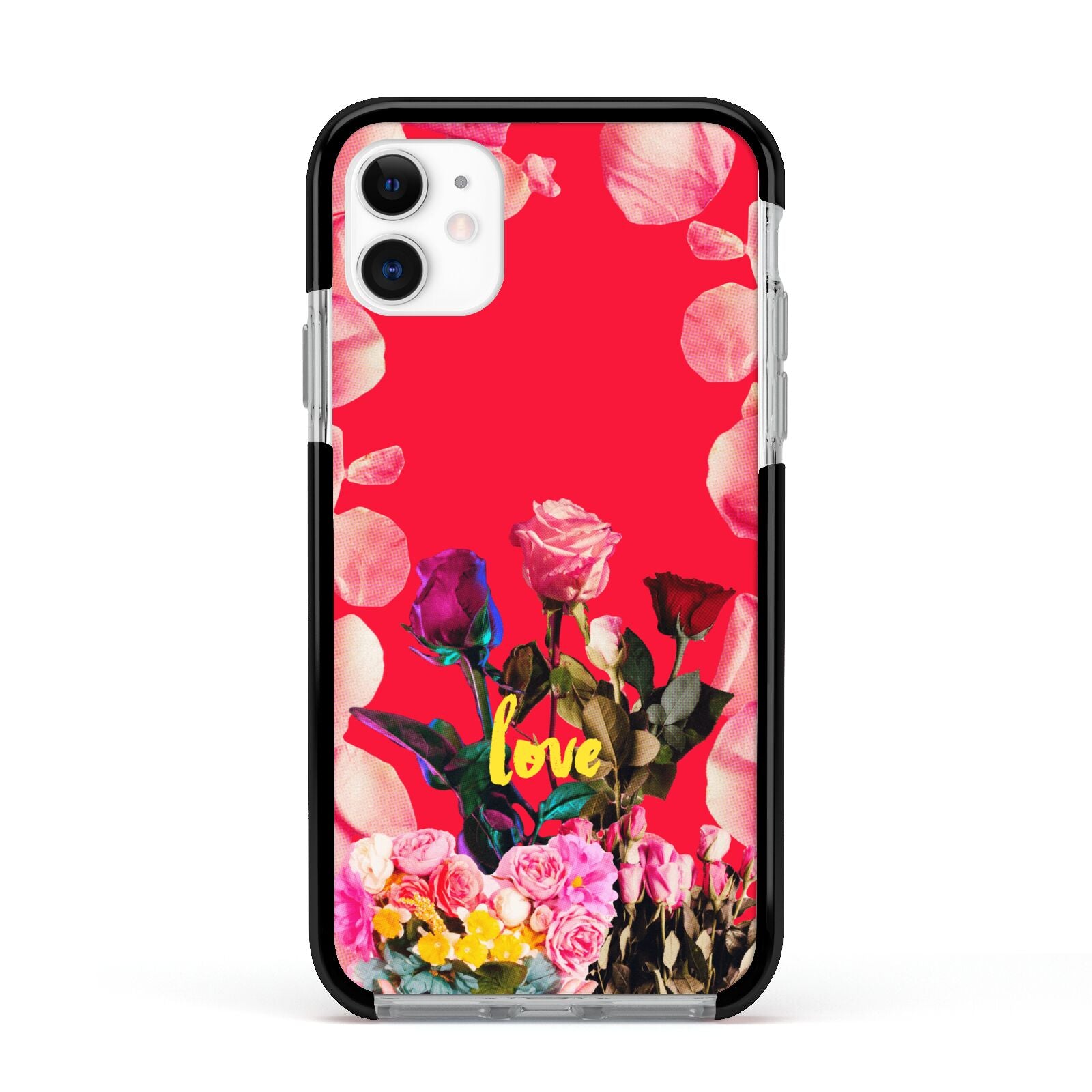 Retro Floral Valentine Apple iPhone 11 in White with Black Impact Case