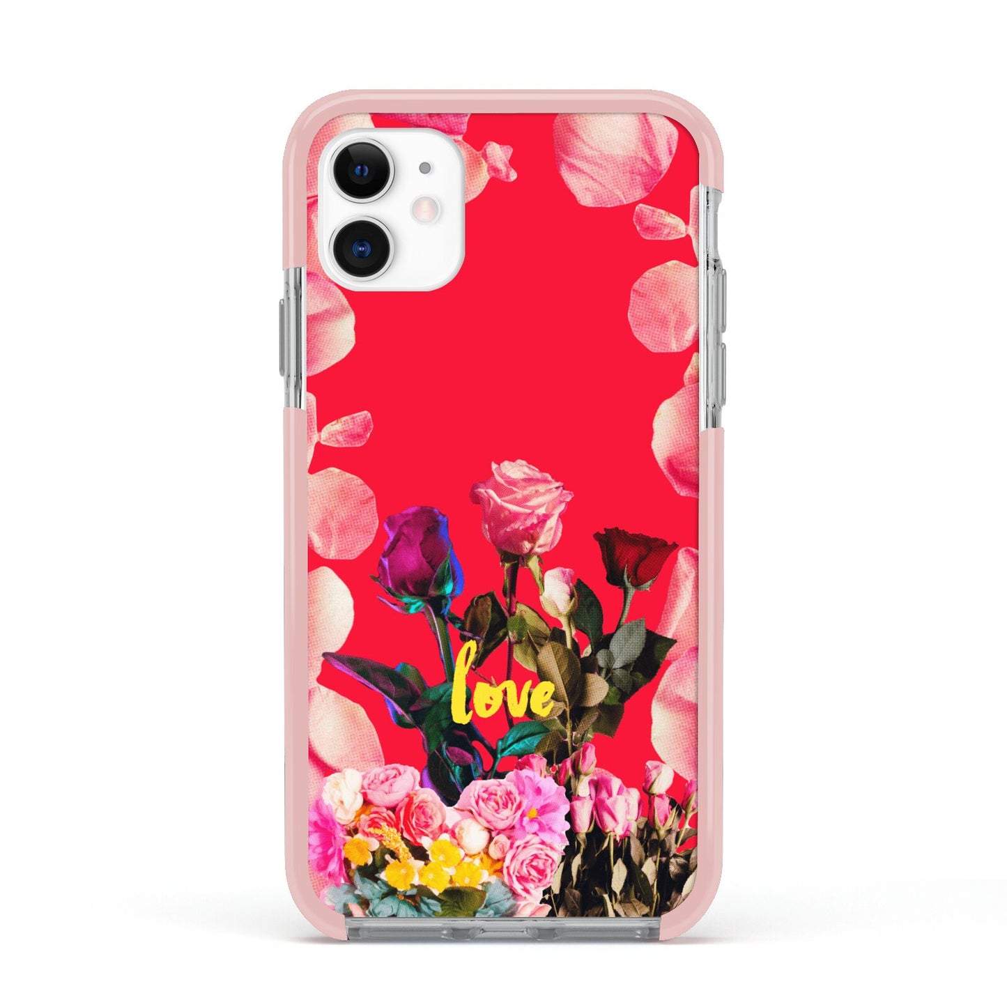 Retro Floral Valentine Apple iPhone 11 in White with Pink Impact Case