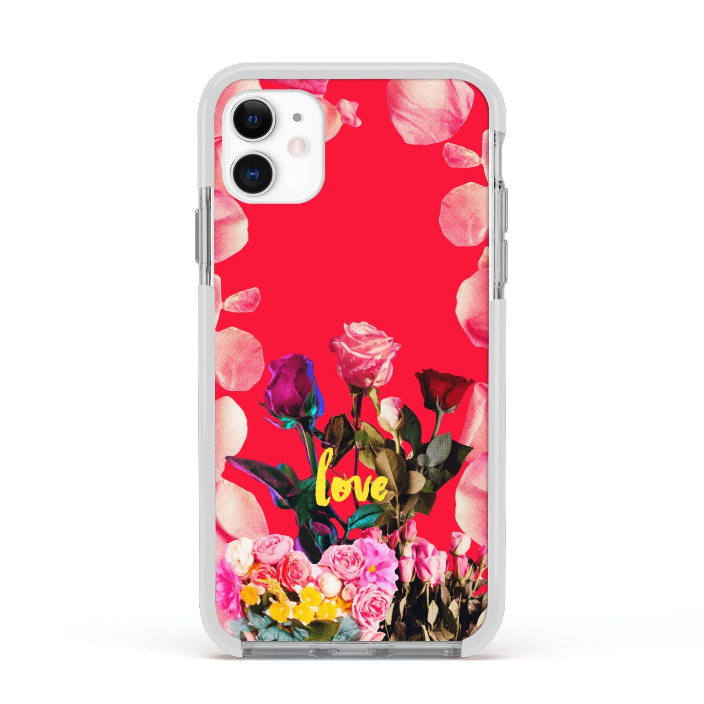 Retro Floral Valentine Apple iPhone 11 in White with White Impact Case