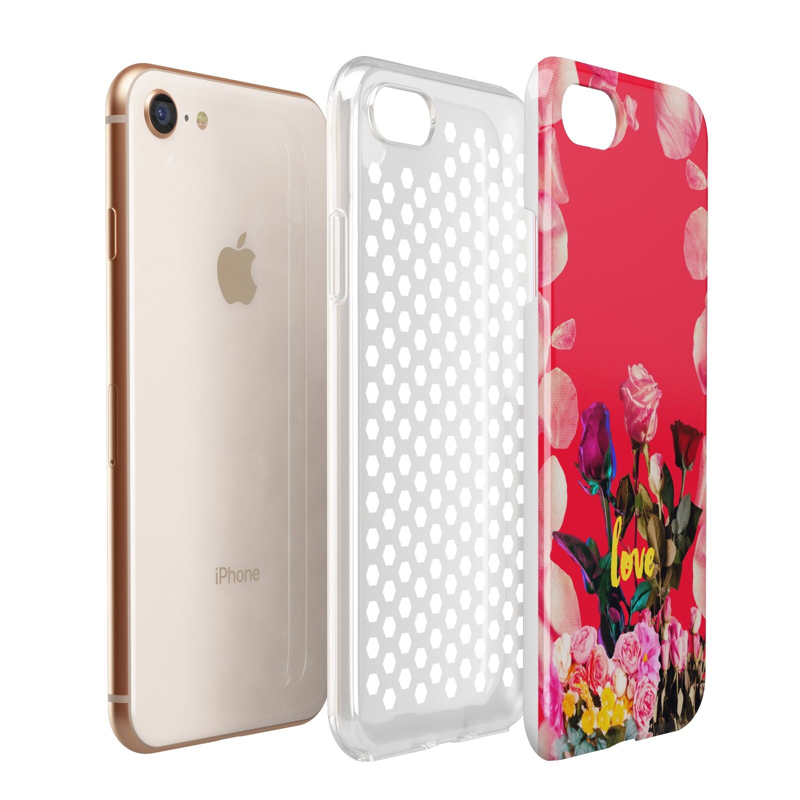 Retro Floral Valentine Apple iPhone 7 8 3D Tough Case Expanded View
