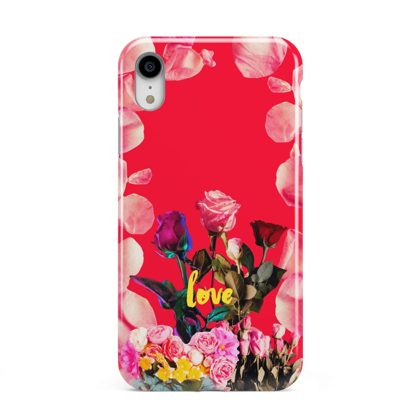 Retro Floral Valentine Apple iPhone XR White 3D Tough Case