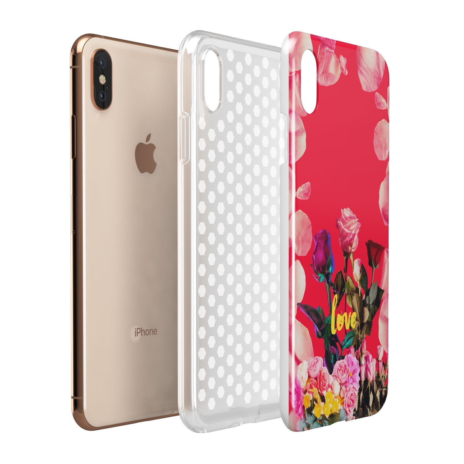 Retro Floral Valentine Apple iPhone Xs Max 3D Tough Case Expanded View