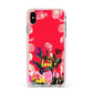 Retro Floral Valentine Apple iPhone Xs Max Impact Case Pink Edge on Silver Phone
