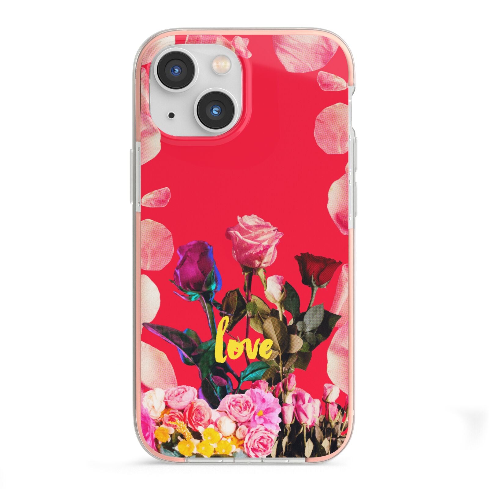 Retro Floral Valentine iPhone 13 Mini TPU Impact Case with Pink Edges