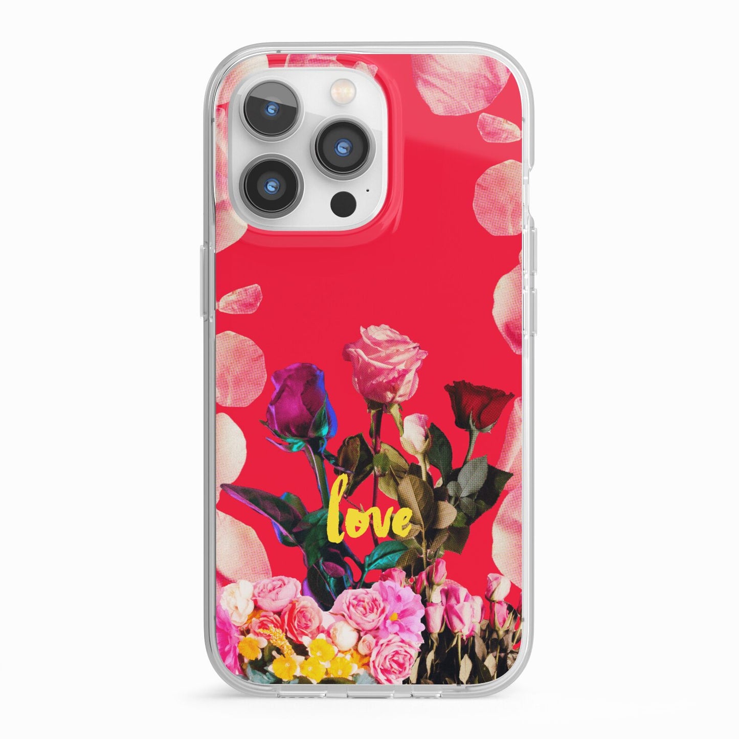 Retro Floral Valentine iPhone 13 Pro TPU Impact Case with White Edges