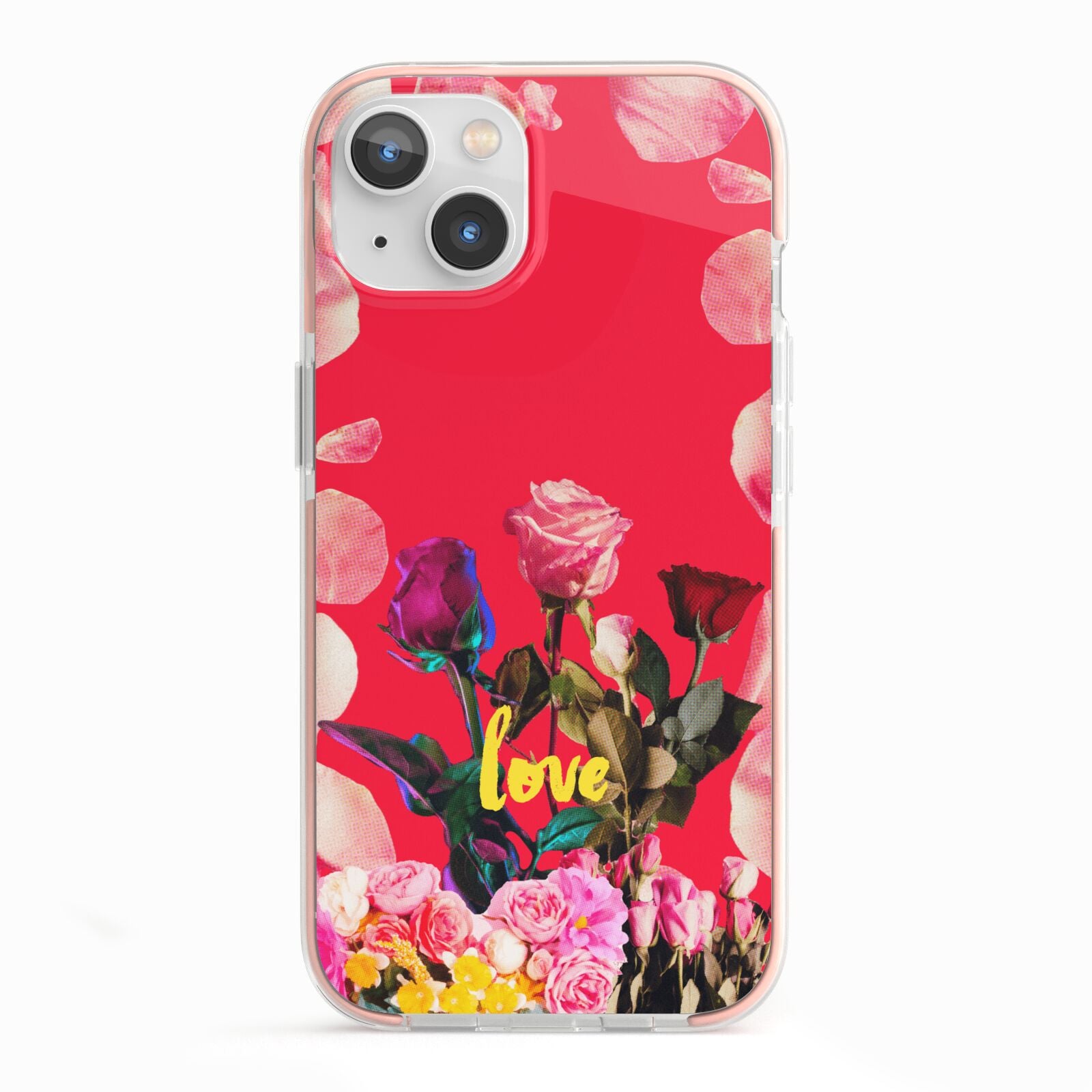 Retro Floral Valentine iPhone 13 TPU Impact Case with Pink Edges