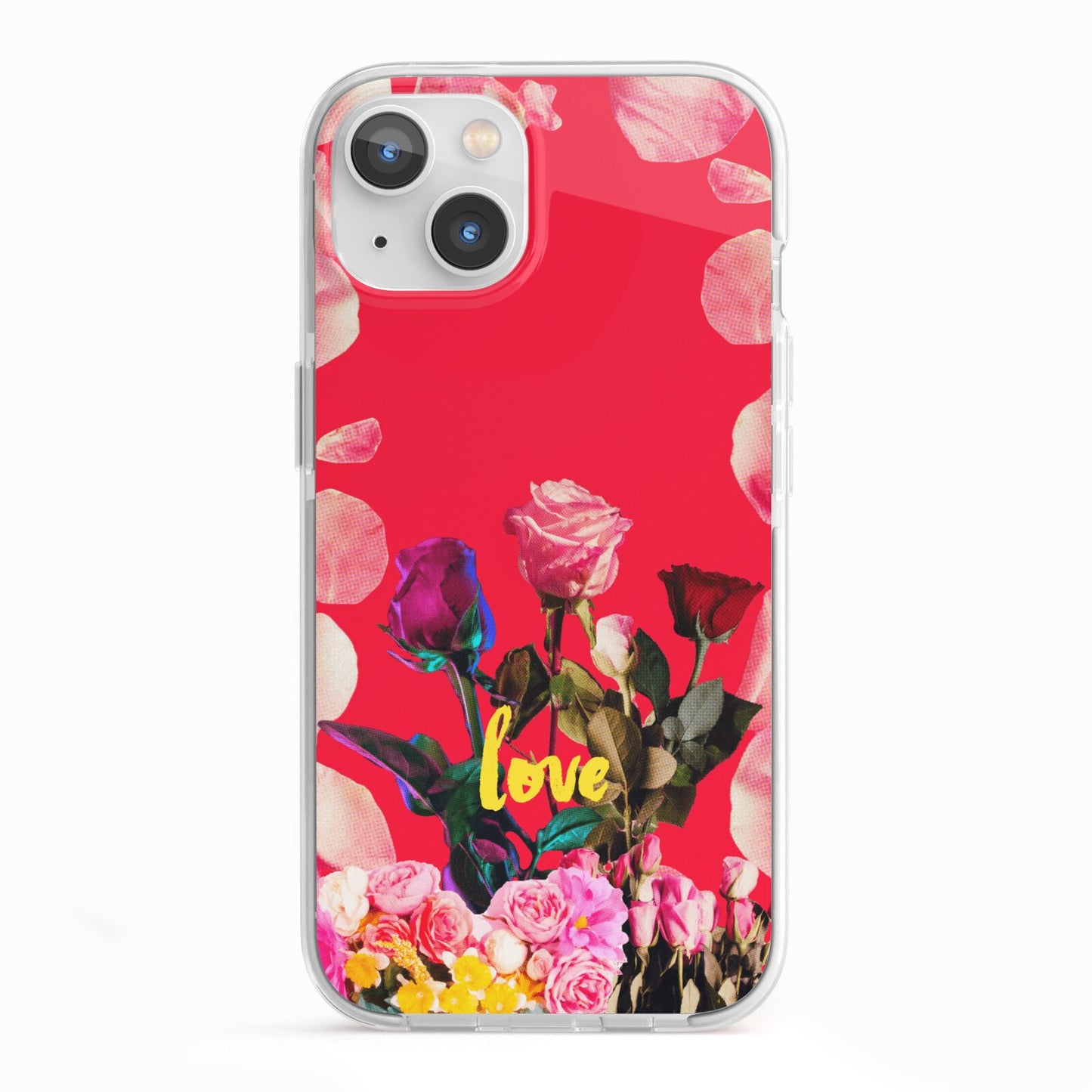 Retro Floral Valentine iPhone 13 TPU Impact Case with White Edges