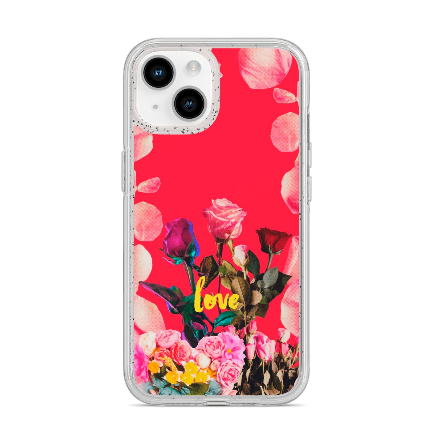 Retro Floral Valentine iPhone 14 Glitter Tough Case Starlight