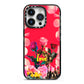 Retro Floral Valentine iPhone 14 Pro Black Impact Case on Silver phone