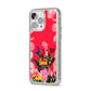 Retro Floral Valentine iPhone 14 Pro Max Clear Tough Case Silver Angled Image