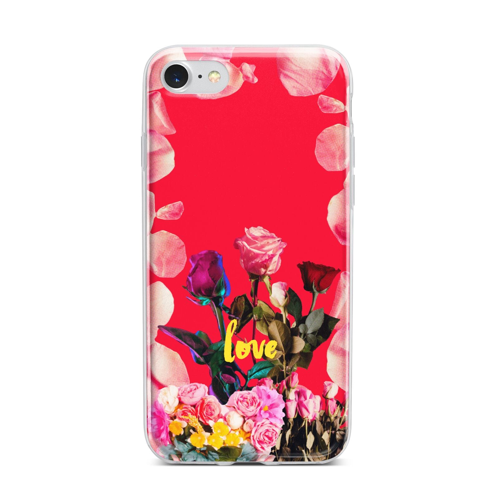 Retro Floral Valentine iPhone 7 Bumper Case on Silver iPhone