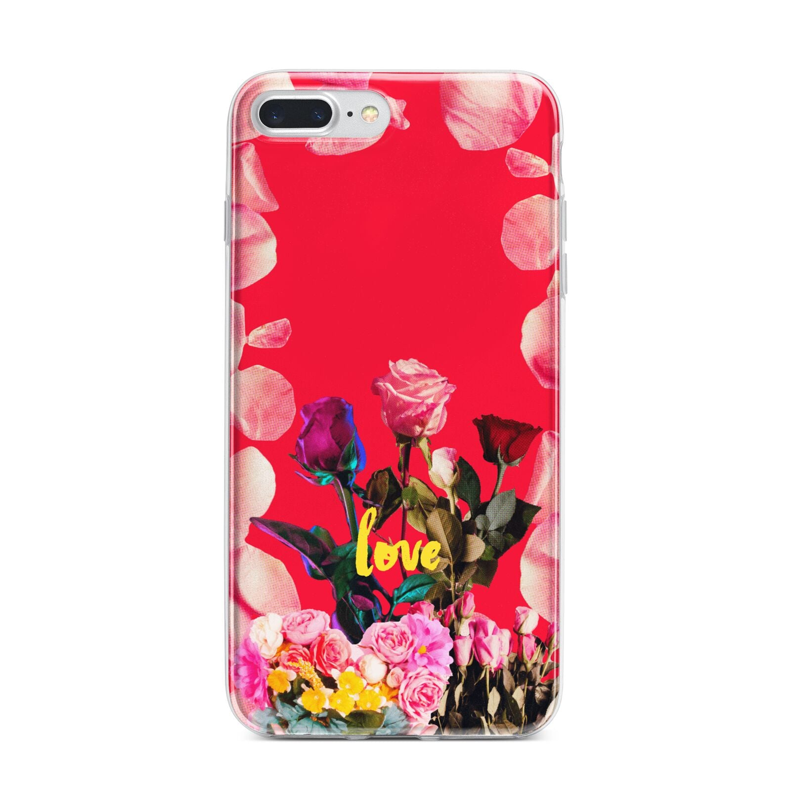 Retro Floral Valentine iPhone 7 Plus Bumper Case on Silver iPhone