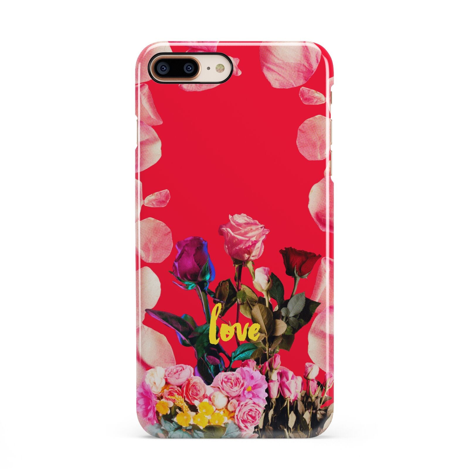 Retro Floral Valentine iPhone 8 Plus 3D Snap Case on Gold Phone