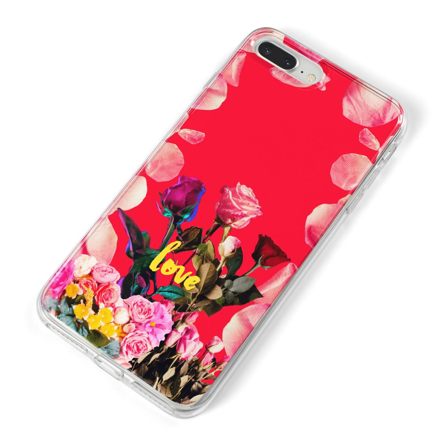 Retro Floral Valentine iPhone 8 Plus Bumper Case on Silver iPhone Alternative Image