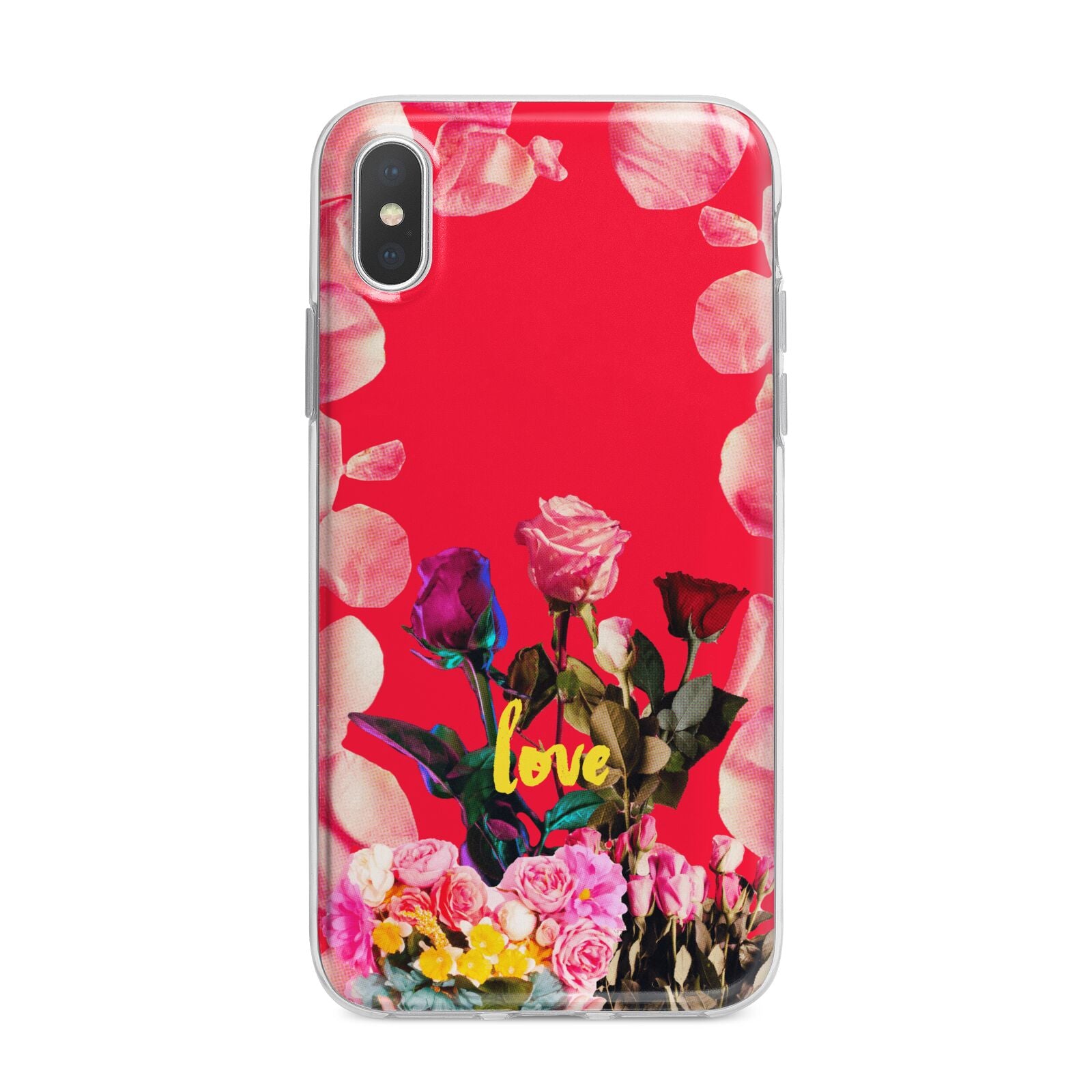 Retro Floral Valentine iPhone X Bumper Case on Silver iPhone Alternative Image 1