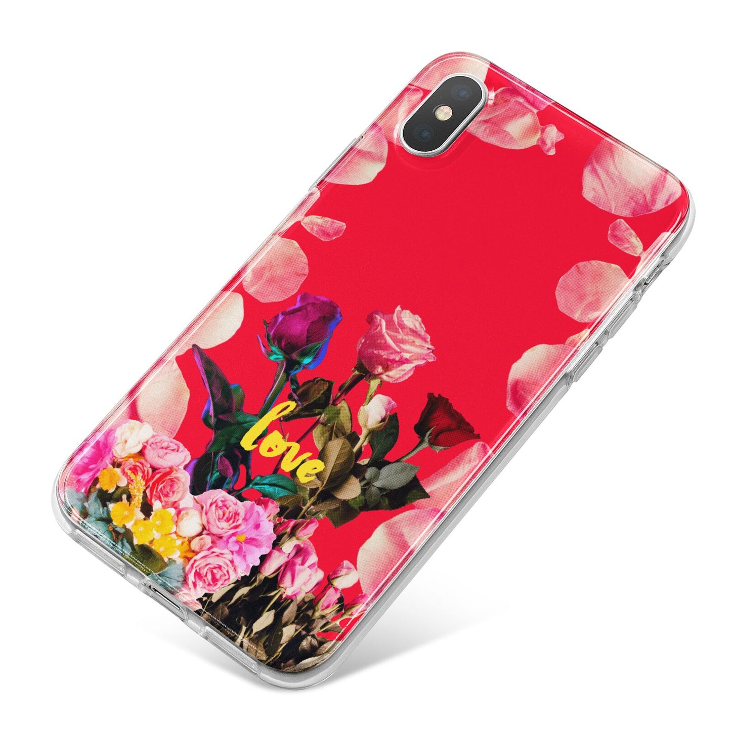 Retro Floral Valentine iPhone X Bumper Case on Silver iPhone