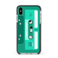 Retro Green Tape Apple iPhone Xs Max Impact Case Black Edge on Silver Phone