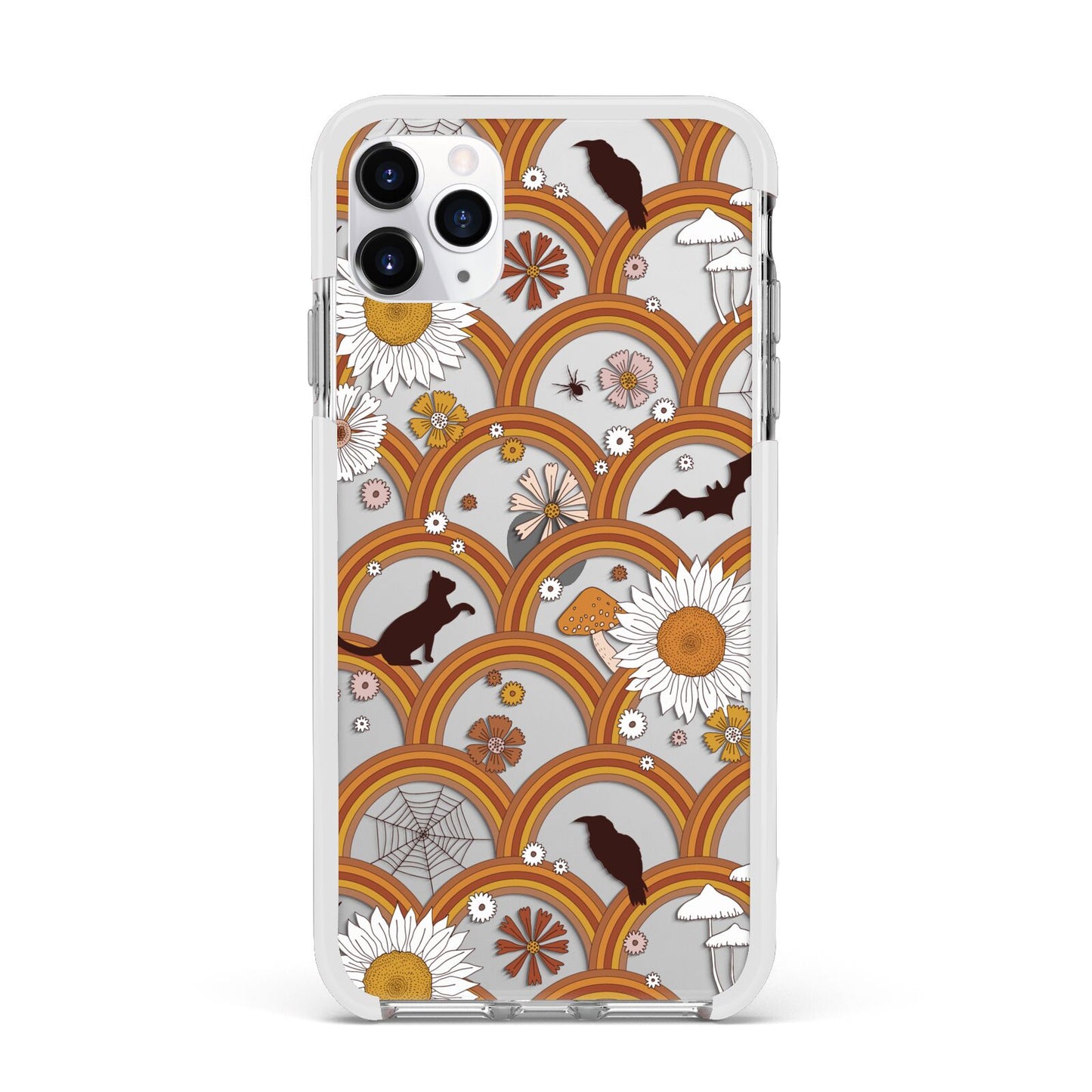 Retro Halloween Apple iPhone 11 Pro Max in Silver with White Impact Case