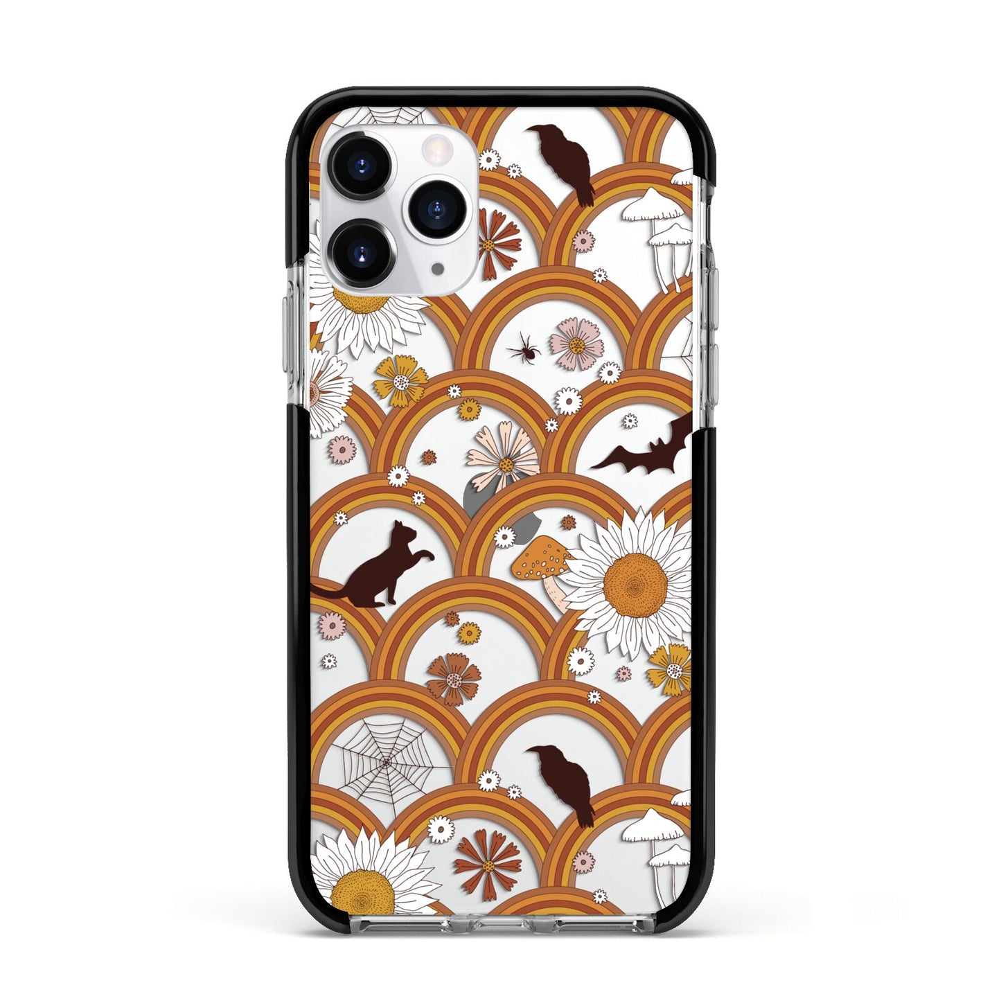Retro Halloween Apple iPhone 11 Pro in Silver with Black Impact Case