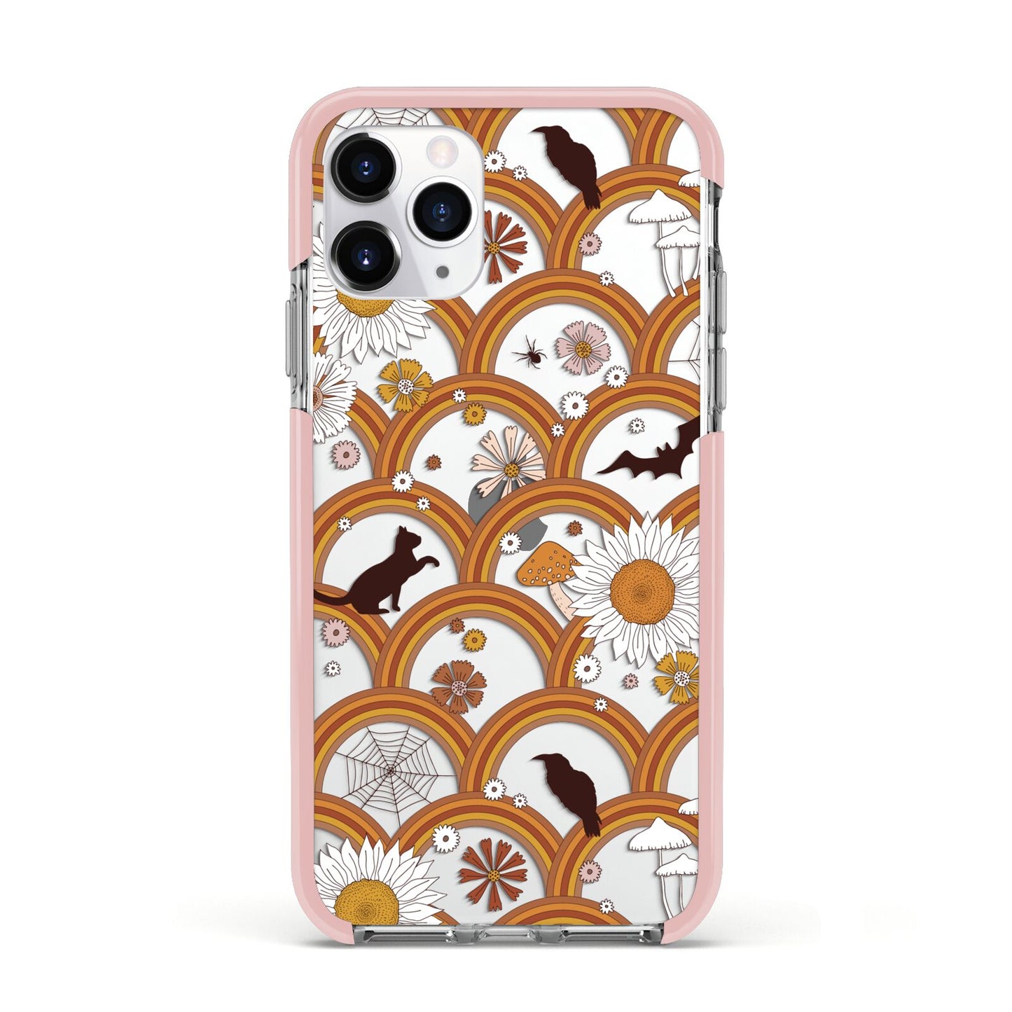 Retro Halloween Apple iPhone 11 Pro in Silver with Pink Impact Case