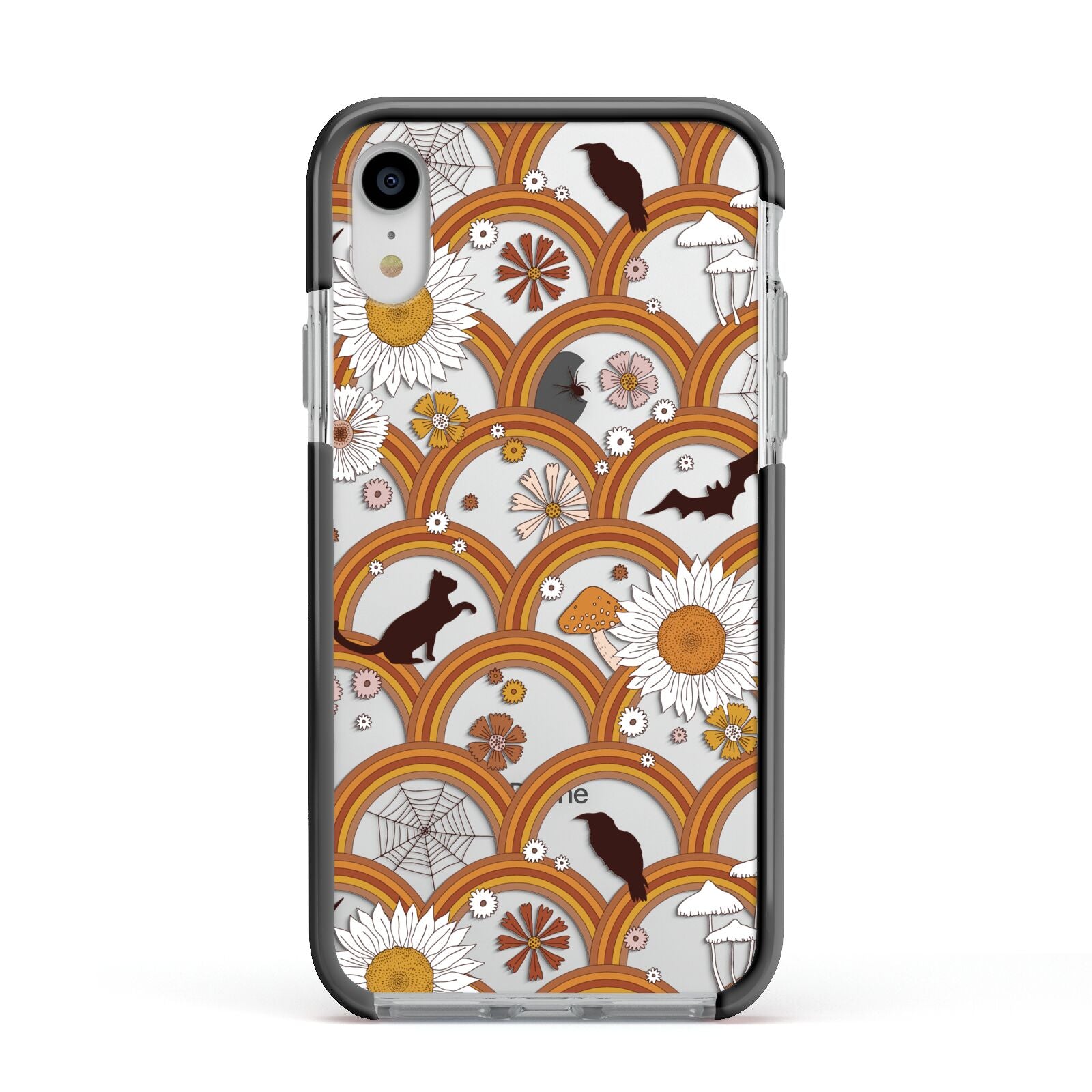 Retro Halloween Apple iPhone XR Impact Case Black Edge on Silver Phone