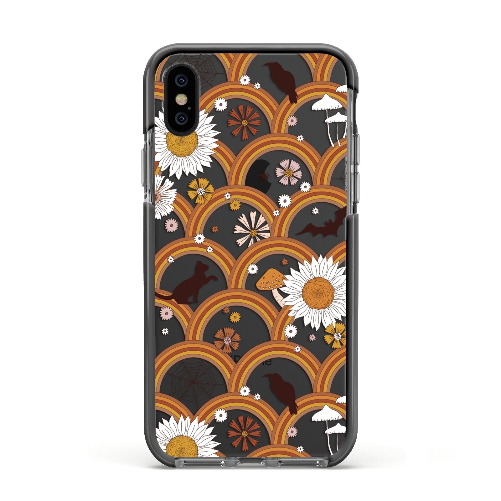 Retro Halloween Apple iPhone Xs Impact Case Black Edge on Black Phone