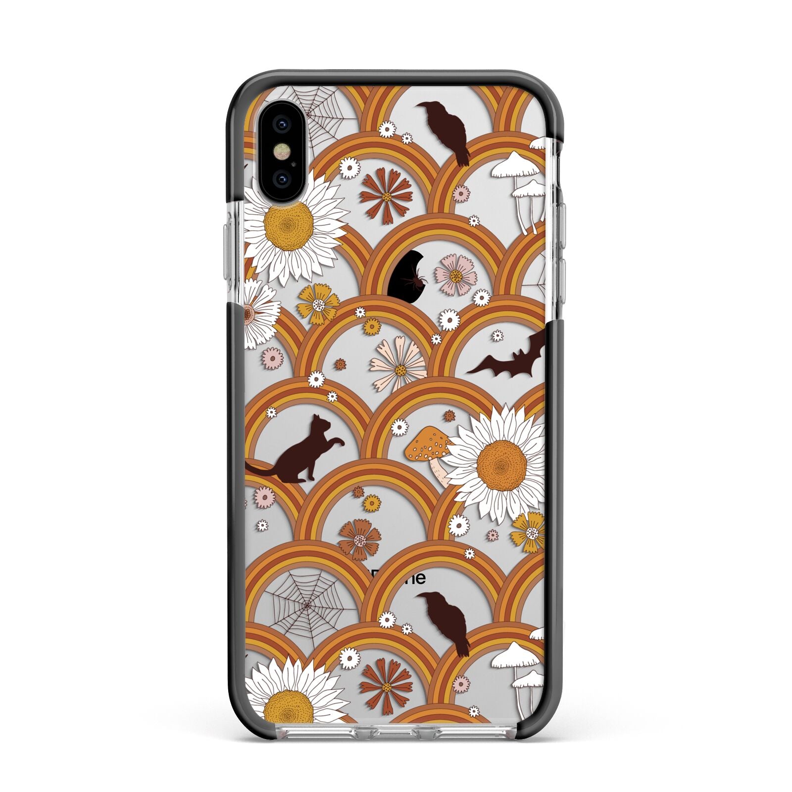 Retro Halloween Apple iPhone Xs Max Impact Case Black Edge on Silver Phone