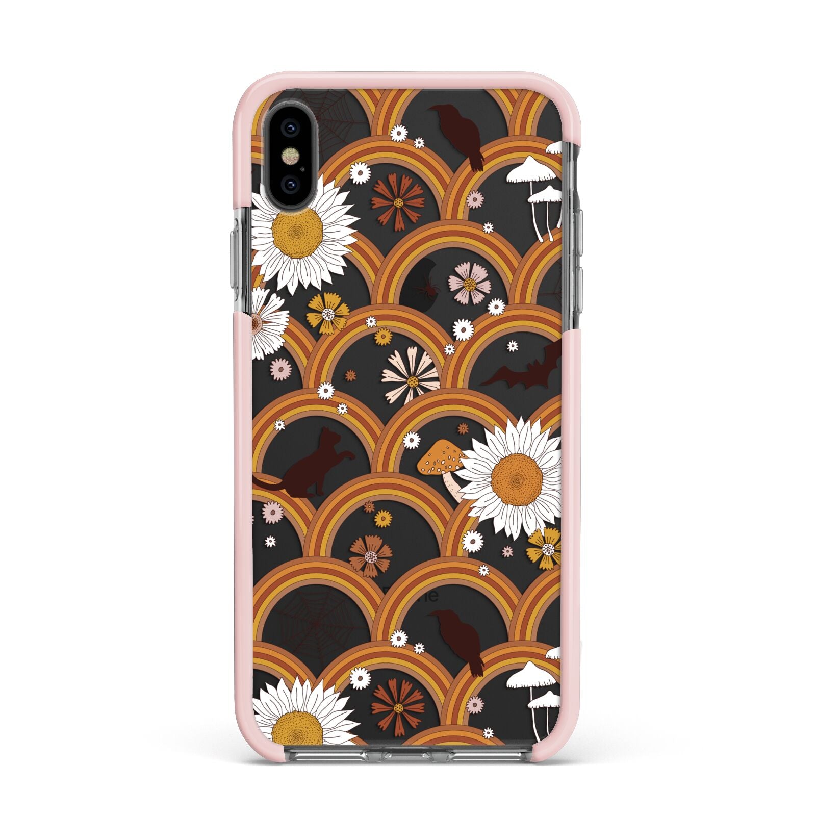 Retro Halloween Apple iPhone Xs Max Impact Case Pink Edge on Black Phone
