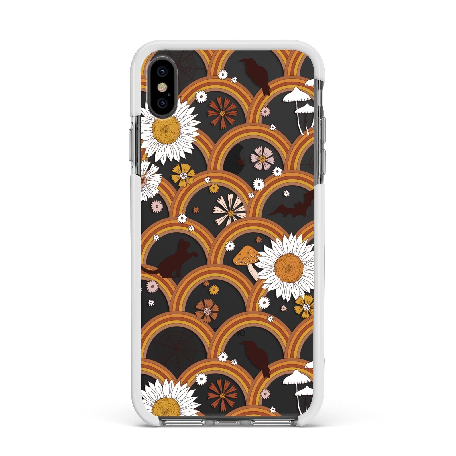 Retro Halloween Apple iPhone Xs Max Impact Case White Edge on Black Phone
