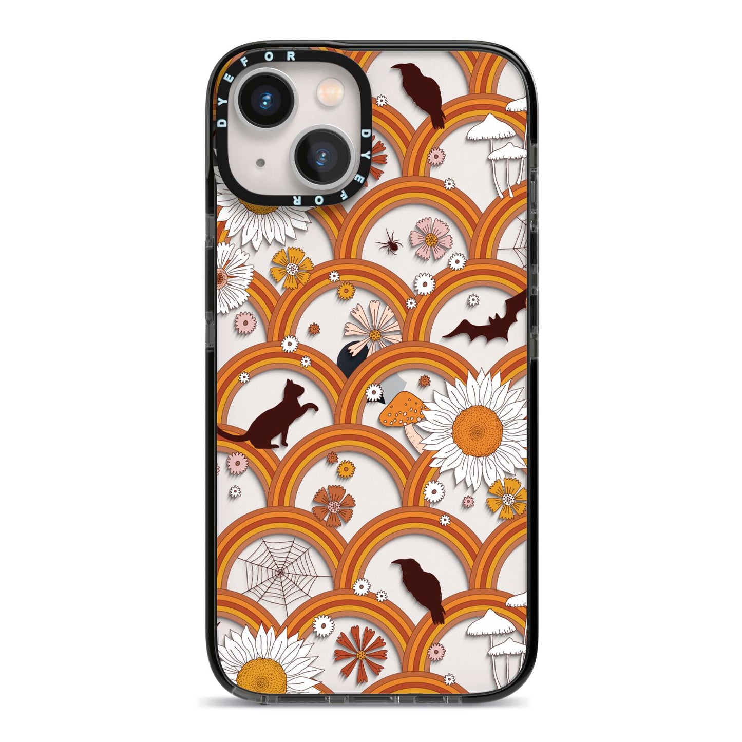 Retro Halloween iPhone 13 Black Impact Case on Silver phone