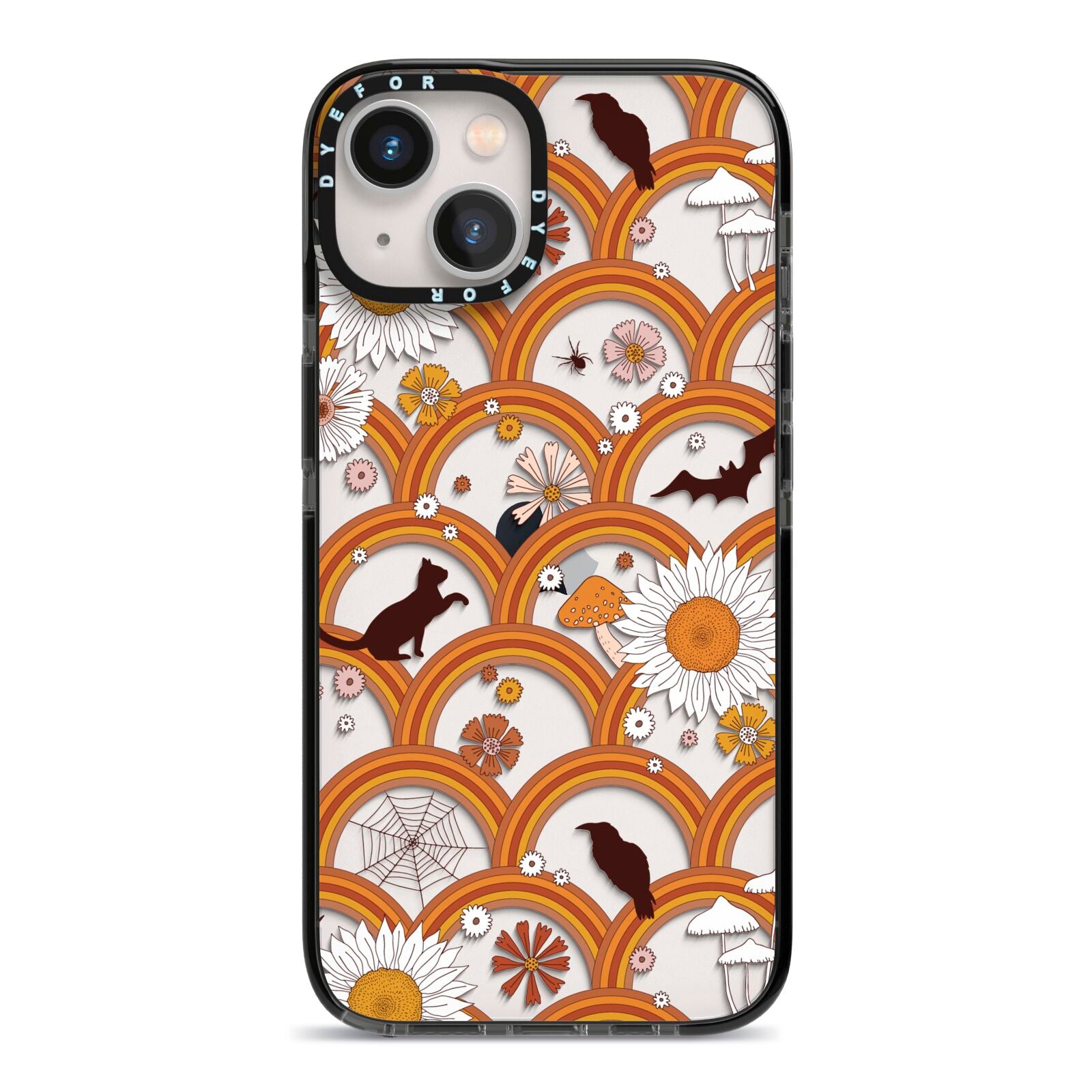 Retro Halloween iPhone 13 Black Impact Case on Silver phone