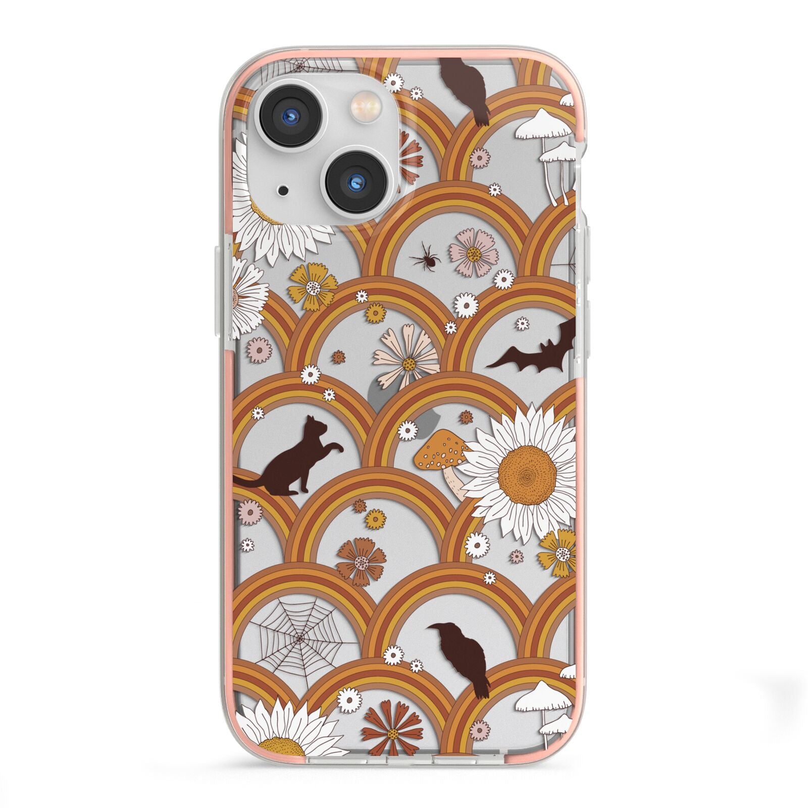 Retro Halloween iPhone 13 Mini TPU Impact Case with Pink Edges
