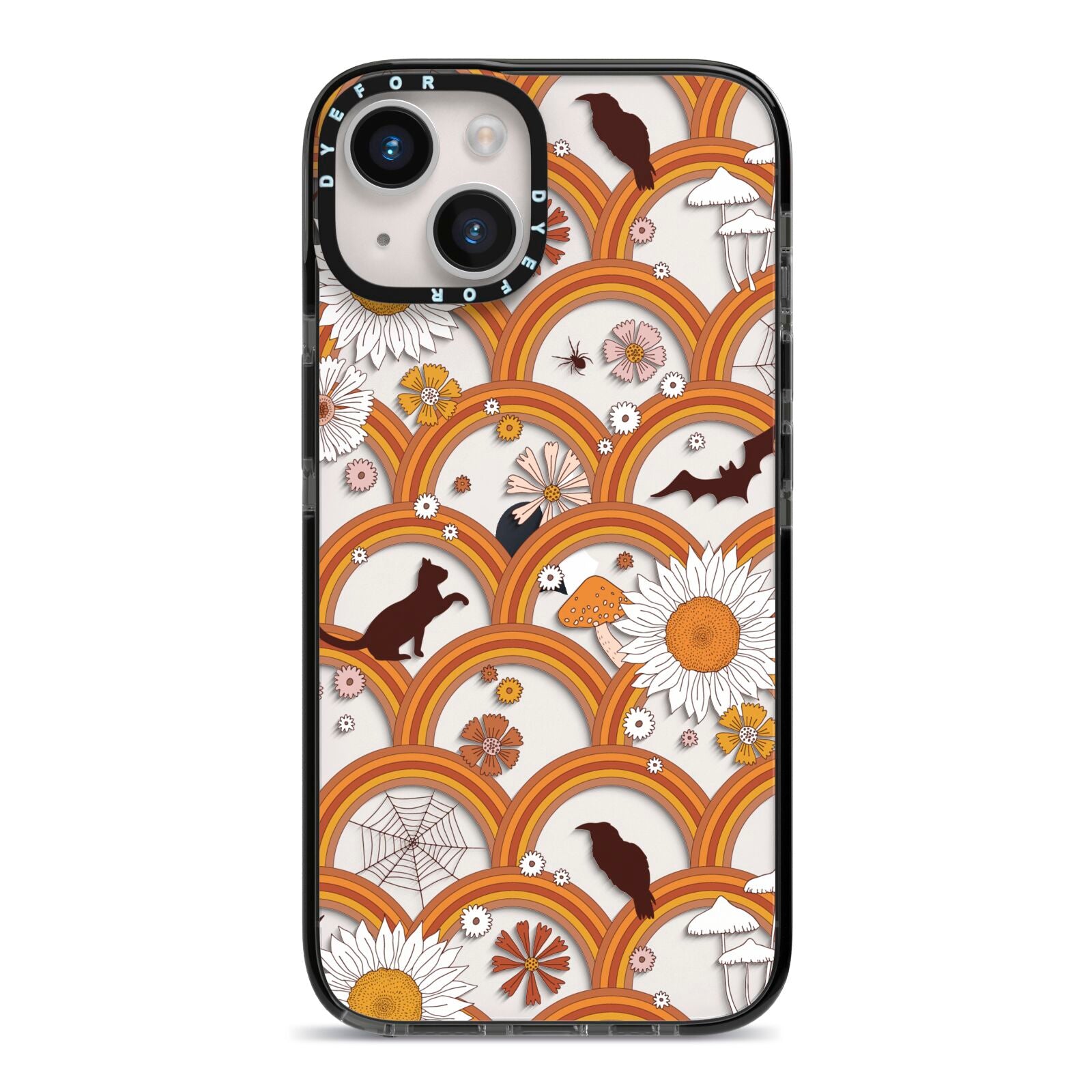 Retro Halloween iPhone 14 Black Impact Case on Silver phone