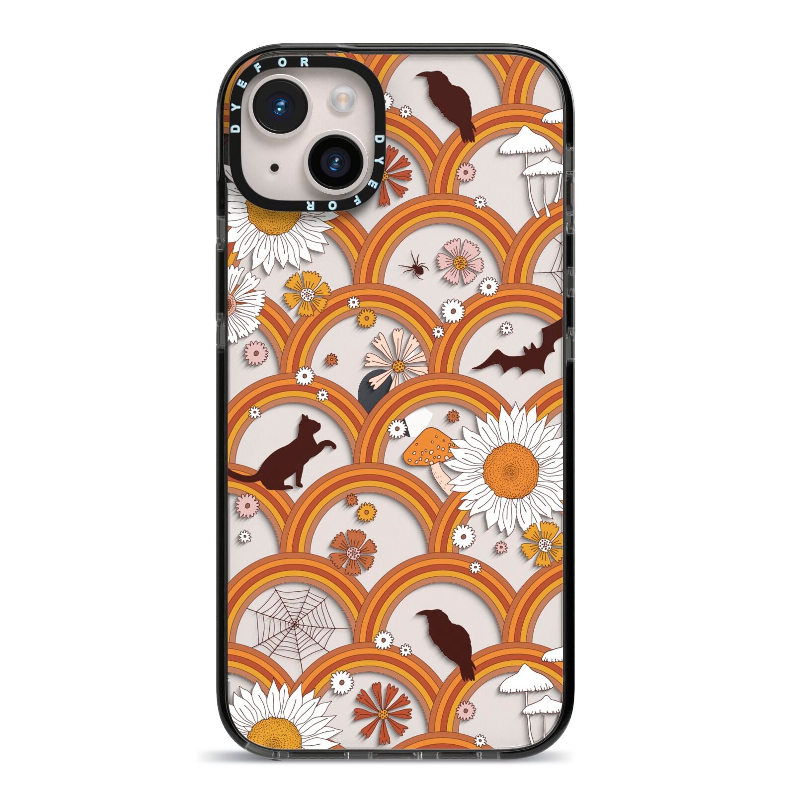 Retro Halloween iPhone 14 Plus Black Impact Case on Silver phone
