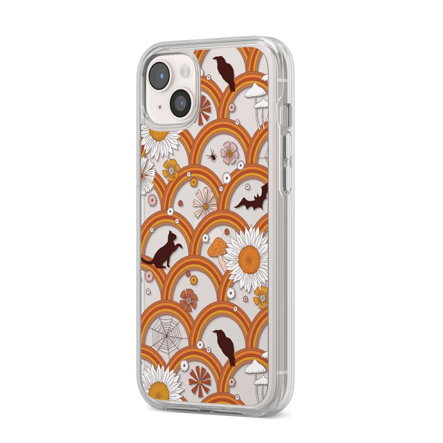 Retro Halloween iPhone 14 Plus Clear Tough Case Starlight Angled Image