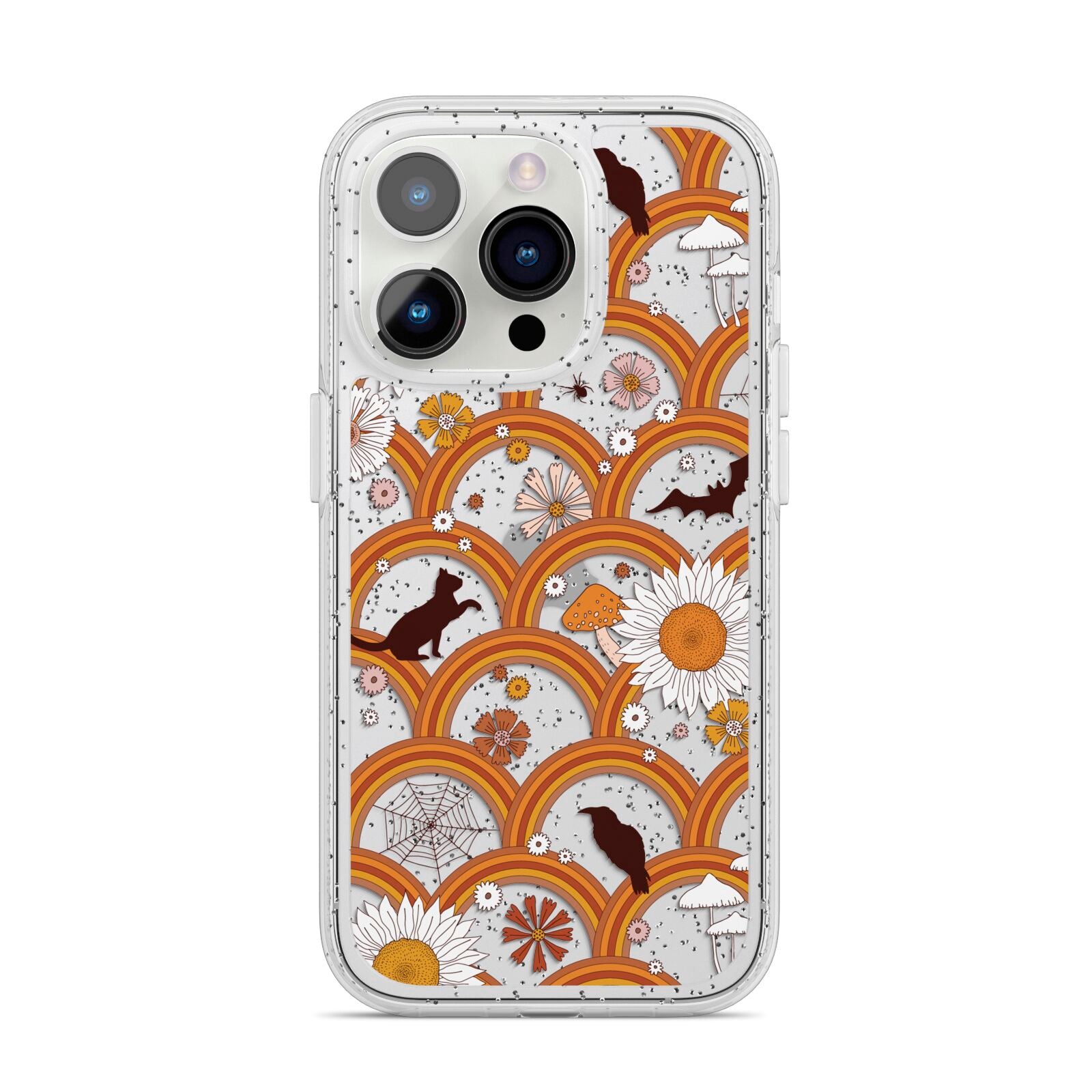 Retro Halloween iPhone 14 Pro Glitter Tough Case Silver