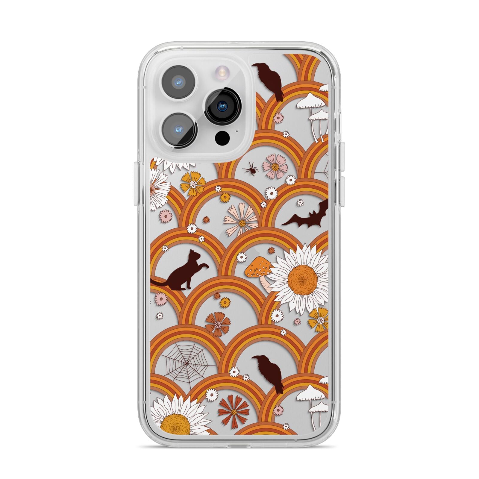 Retro Halloween iPhone 14 Pro Max Clear Tough Case Silver