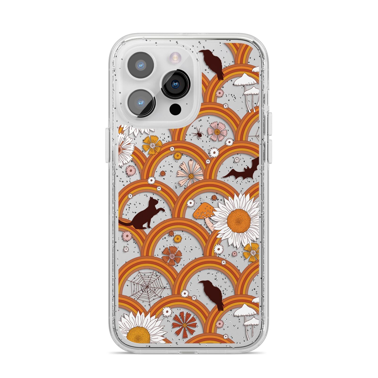 Retro Halloween iPhone 14 Pro Max Glitter Tough Case Silver