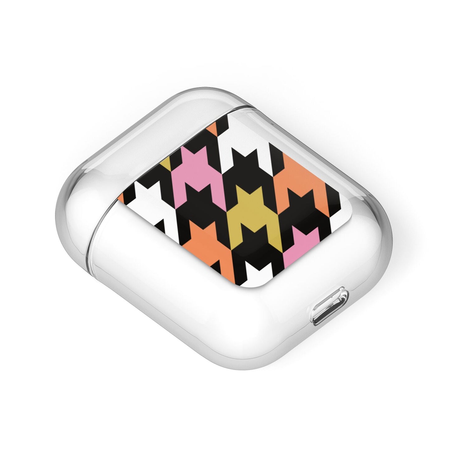 Retro Houndstooth AirPods Case Laid Flat