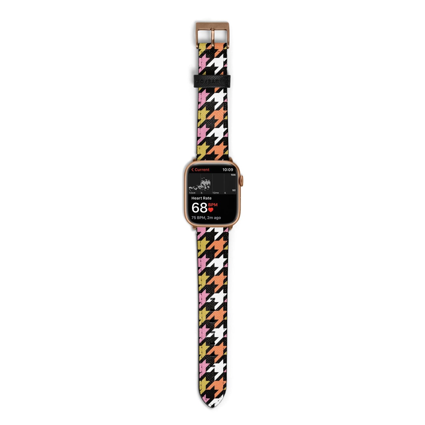 Retro Houndstooth Apple Watch Strap Size 38mm with Gold Hardware