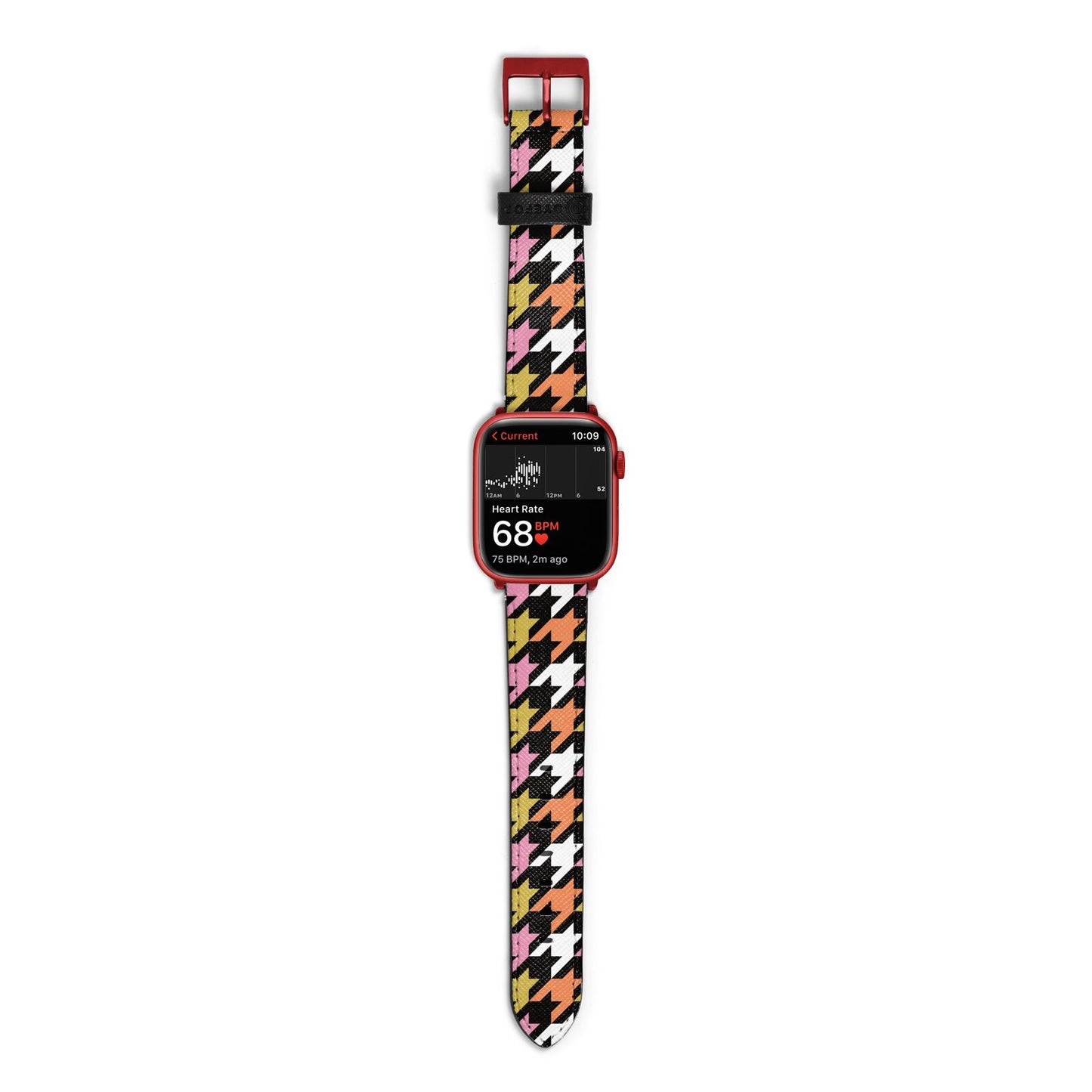 Retro Houndstooth Apple Watch Strap Size 38mm with Red Hardware