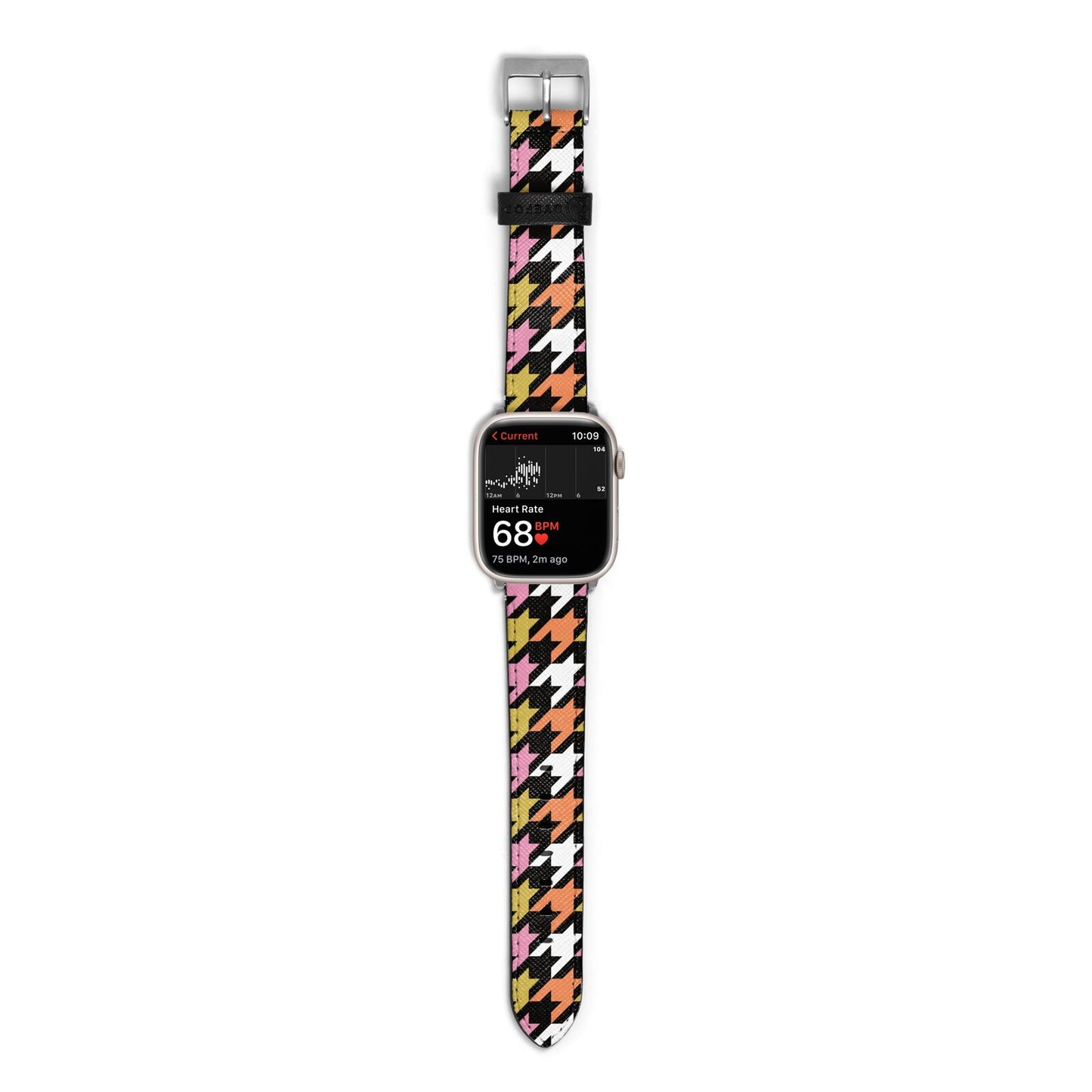 Retro Houndstooth Apple Watch Strap Size 38mm with Silver Hardware