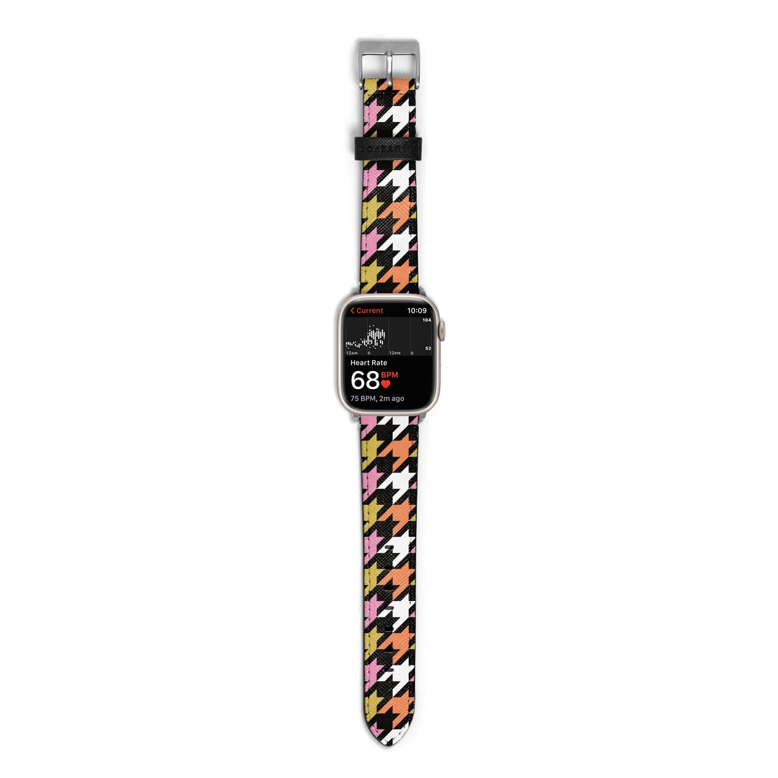 Retro Houndstooth Apple Watch Strap Size 38mm with Silver Hardware
