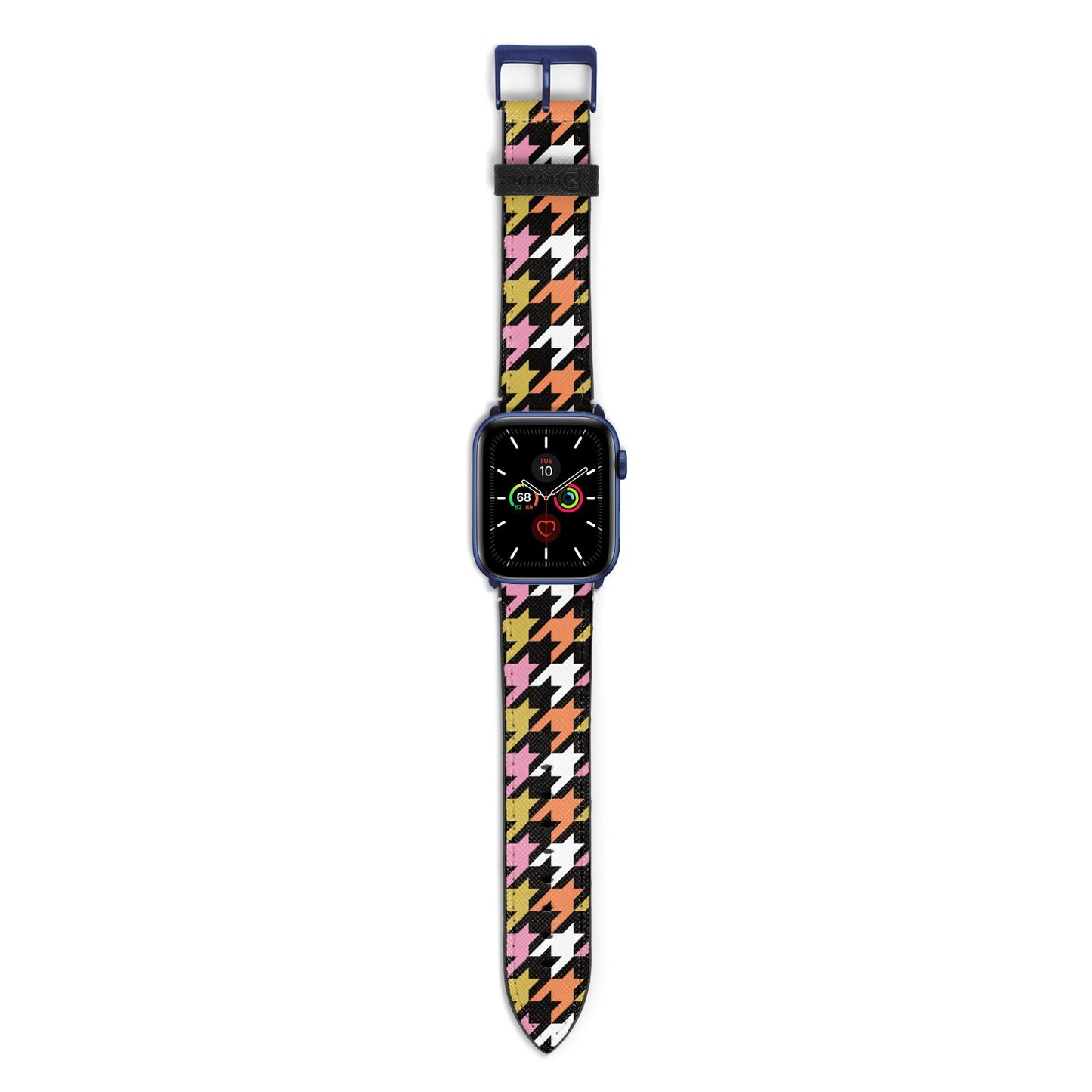 Retro Houndstooth Apple Watch Strap with Blue Hardware
