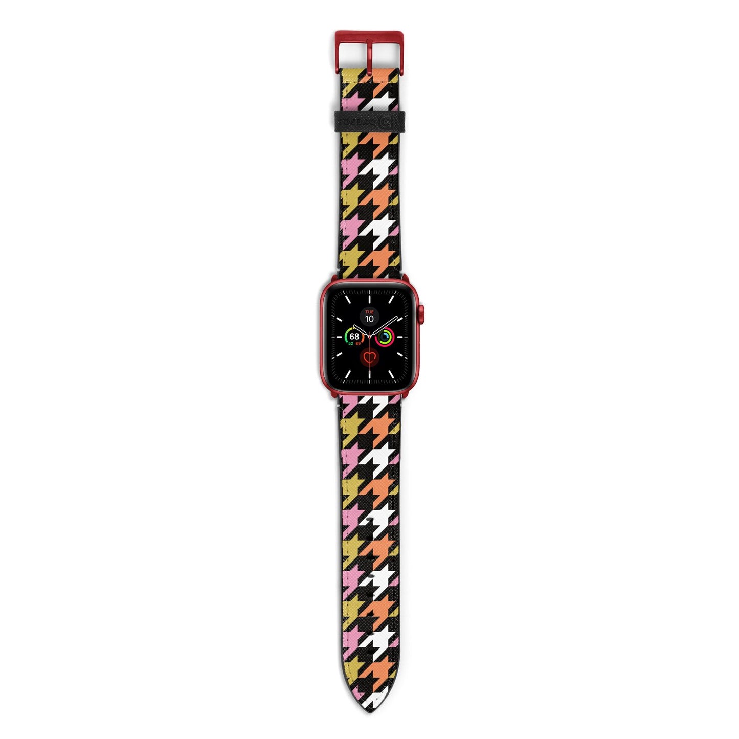 Retro Houndstooth Apple Watch Strap with Red Hardware